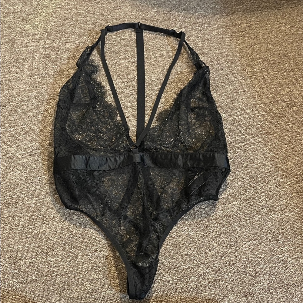 Victoria's Secret Black Lace Bodysuit Small